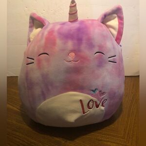 Original Squishmallow Carla the Caticorn. Pink tie dye. Size 12”